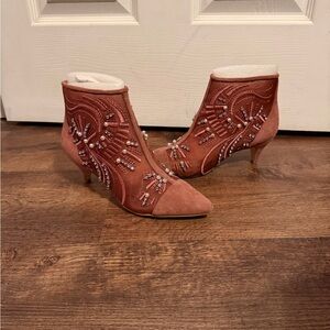 Sam Edelman Embroidered Heeled Boots - Pink